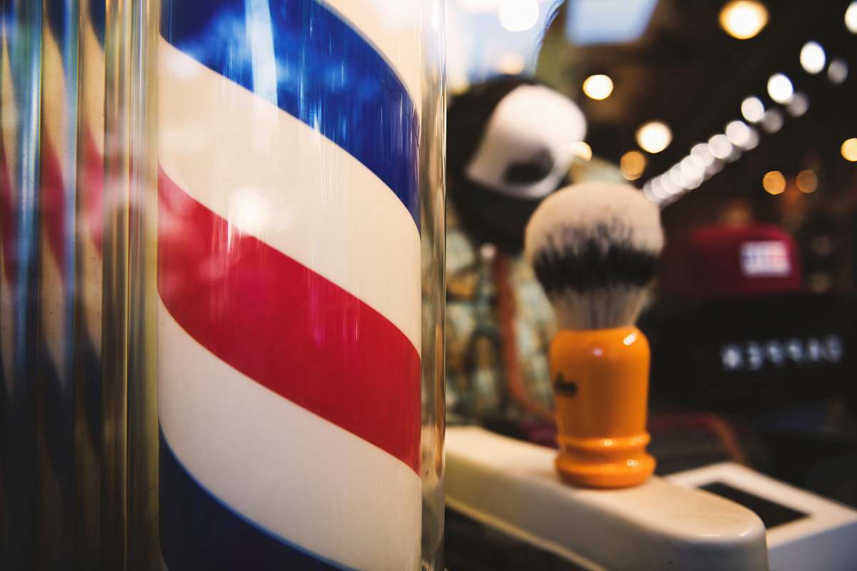 san luis obispo white, red, and blue barber spiraling bar united states